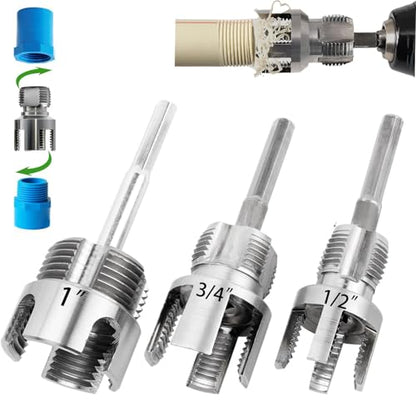Pipe Threading Tool Kit, 1/2", 3/4", 1" Sizes,Internal & External Threader - color: 3 Pcs