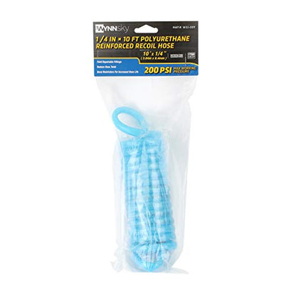 1/4''×10ft Recoil PU Air Hose, Air Compressor Hose with Swivel Fittings and Bend Restrictors - size: 1/4''×10ft