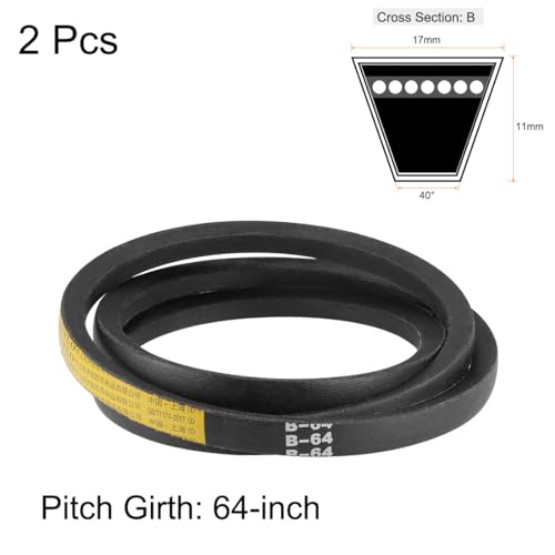 uxcell B64 V-Belts 64" Pitch Length, B-Section Rubber Drive Belt 2pcs - size: 64" B64
