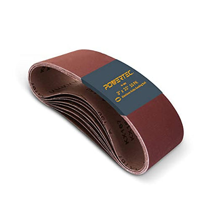 POWERTEC 3 x 21 Inch Sanding Belts, 10PK, 40 Grits Aluminum Oxide Sandpaper, 3x21 Sanding Belt for Portable Belt Sander, Woodworking, Paint Sanding, Metalworking, Rust Removal, Polishing (110460) - style: 40 Grit