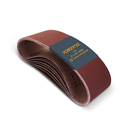 POWERTEC 3 x 21 Inch Sanding Belts, 10PK, 40 Grits Aluminum Oxide Sandpaper, 3x21 Sanding Belt for Portable Belt Sander, Woodworking, Paint Sanding, Metalworking, Rust Removal, Polishing (110460) - style: 40 Grit