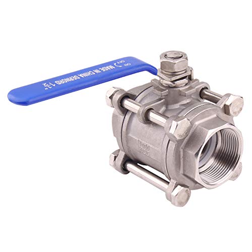 DERNORD Ball Valve 1.5 Inch NPT Threaded - Stainless Steel 304 Female 3 Piece Full Port (1.5" NPT Female) - size: 1.5" NPT Female