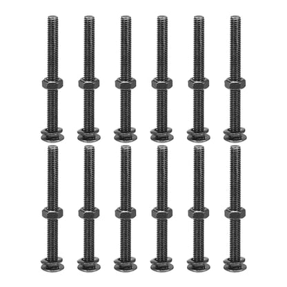 uxcell M6x65mm Square Neck Carriage Bolts with Nuts & Washers, 12Set 304 Stainless Steel Round Head Square Neck Coach Bolt Screws, Black - size: M6x65mm