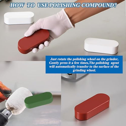 Metal Buffing Polishing Compound Kit,Buffing Wheel Compound Including White Diamond,Red Rouge, General Green(3 Pack, 4 Oz) - size: 4 Oz