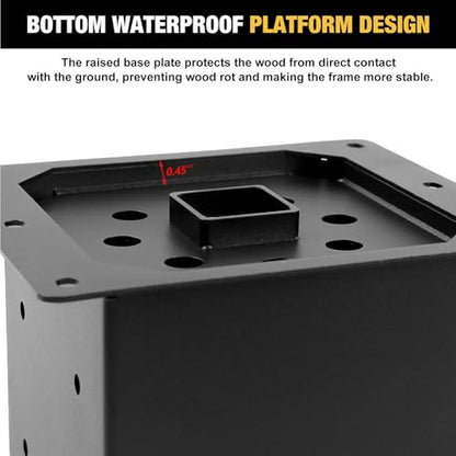 6x6 Post Base, Heavy Duty Post Bracket, Steel, Wood/Pergola, 2 Pcs - size: 6×6