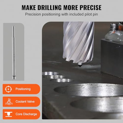 VEVOR Annular Cutter Set, 6 pcs Universal Shank Mag Drill Bits, 2" Cutting Depth, 1" to 2" Cutting Diameter, M2AL High-Speed Steel, with 2 Pilot Pins and Portable Case, for Using with Magnetic Drills - size: 1" - 2" * 2"(Universal)