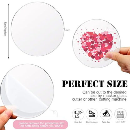 Jetec 30 Pcs 2 Inch Acrylic Circle Disc Clear Round Blanks for Crafts - size: 2 Inch