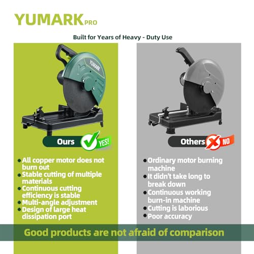 Abrasive Chop Saw, 2200W 3800RPM Steel Cutting Machine, Metal Cutting Saw with 14in Blade for Rebar, Angle Steel, Hollow Pipe Cutting