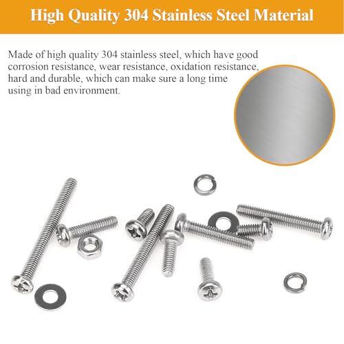 555 Pieces M3 Machine Screws Nuts Washers Set, Sutemribor M3 x 6/8/10/12/16/20/25mm Phillips Pan Head Machine Screws Nuts Washers Assortment Kit, 304 Stainless Steel, Fully Threaded - size: M3 Screws Kit, style: Phillips Pan Head