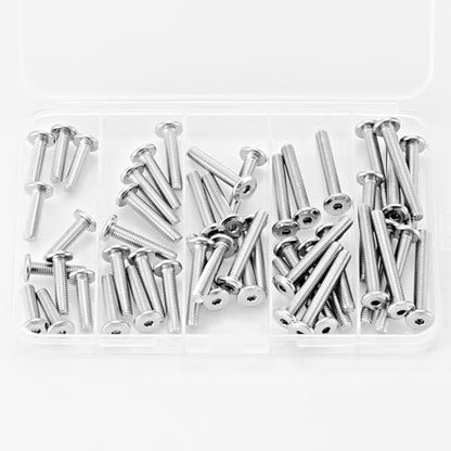 M5 x 20mm 25mm 30mm 35mm 40mm Flat Round Head Hex Socket Cap Screws Bolts, Furniture Screws, 304 Stainless Steel, Allen Hex Drive, Metric Fully Threaded, Bright Finish, Assortment Kit 50PCS - size: M5 x 20/25/30/35/40mm (50PCS)