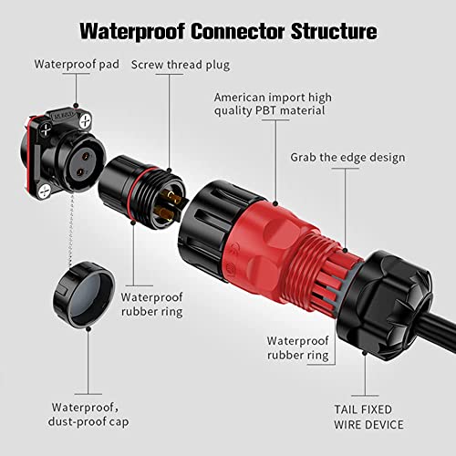 2 Pin 2 PCS Aviation Plastic Waterproof Electrical Connector for Industrial, Power, Indoor, and Outdoor Wire Connections - style: 2PIN, 2PCS