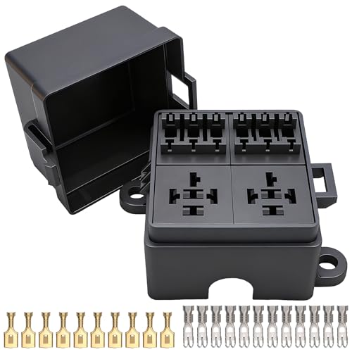 12V 6 Way Fuse Relay Box, 2 Relays and 12 ATC/ATO Blade Fuses Slots, Compatible with 4-Pin 5-Pin 40Amp Relay, for Cars Truck Jeep - size: 2Relays 6Fuses solts, style: Box