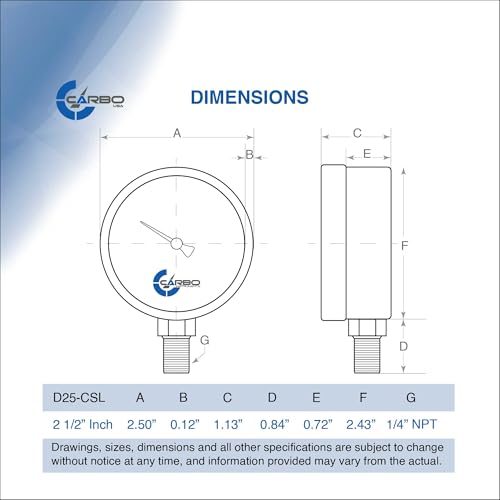 2-1/2" Pressure Gauge, Chrome Plated Steel Case, Dry, 0-1500 psi/kPa, Lower Mount 1/4" NPT - style: 0-1500 psi
