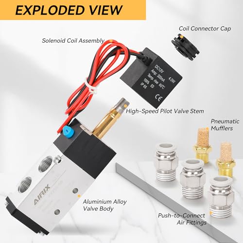 1/4" NPT Solenoid Valve 4V210-08, 5-Way 2-Pos, DC 12V, Out-of-Line - size: NPT1/4″, style: DC12/Out of line