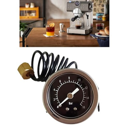 Easy Installation 16bar Espresso Pressure Gauge Metal Texture Kitchen Appliance Part for Longevity Espresso Machine Part