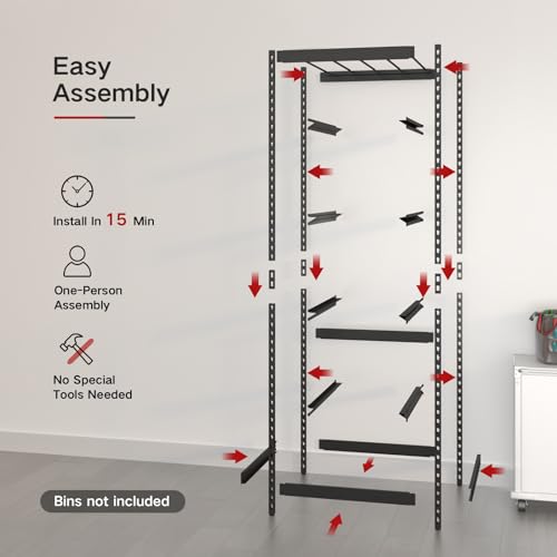 27 Gallon Tote Storage Rack, Heavy-Duty Storage Bin Rack Organizer, 5-Tier Standing Storage Bin Shelves, 250 lb Capacity, Maximize Space for Garage, Warehouse, Utility, 1 Pack Pro(Totes Not Included)