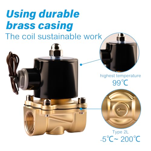 Electric Solenoid Valve 3/8" 24V DC Brass Normally Closed - Compatible with Water, Air, Diesel, Gas - Replaceable VITON Seal - Compact Direct Acting - color: 24VDC, size: 3/8"NPT