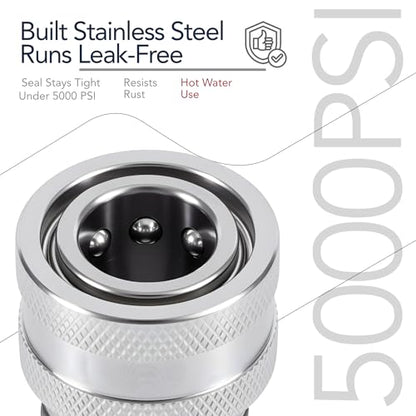 3/8 Inch Pressure Washer Quick Connect Fittings, Stainless Steel, 4-Piece - color: 4 Piece