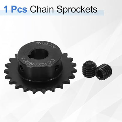 uxcell #25 Chain Roller Sprocket 12mm Bore 49.5mm OD, 23 Tooth C45 Carbon Steel ANSI #25 Roller Sprocket Round Hole with 4x1.8mm Keyway & Set Screws for ISO 04C Chain, Black - size: 12mm Bore 49.5mm OD, 23 Tooth, 4x1.8mm Keyway