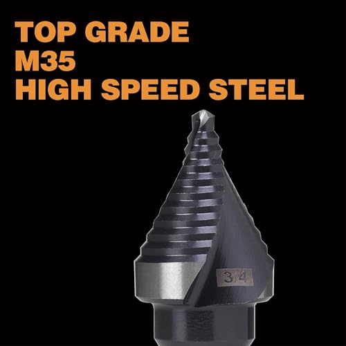 3/4" Single Size M35 Step Drill Bit Unibit for Hole Drilling - size: Single Size 3/4" (2 Flutes)