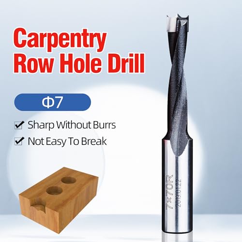 HUHAO 7mm Carbide Tipped Brad Point Boring Bit, Right Hand Dowel Drill Bits - size: 7mm Dia x 70mm Long x 10mm Shank R
