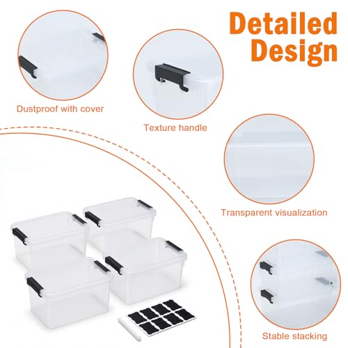 4 Pack Toolbox Organizer, Clear Plastic Screw Bins for Garage, Stackable Hardware Storage with Latching Lids, Mini Tool Box Containers for Nails, Bolts, Anchors, Fasteners, Craft Parts - size: Large-4 Pack