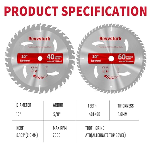 10 Inch 40&60T Circular Saw Blade for Various Wood, 5/8" Arbor - size: 10 In 40&60T