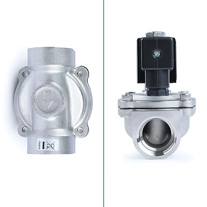 U.S. Solid 3/4" Stainless Steel Solenoid Valve -110V 120V AC, Normally Closed, 145 PSI Electric Valve for Water, Air, Diesel - size: 0.75 Inch