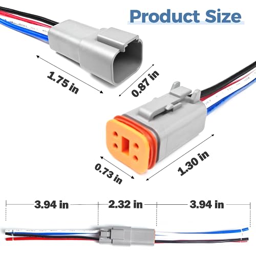 6 Kit Deutsch DT 4 pin Grey Male Female Wiring Harness - color: Grey 4Pin, size: 6Set