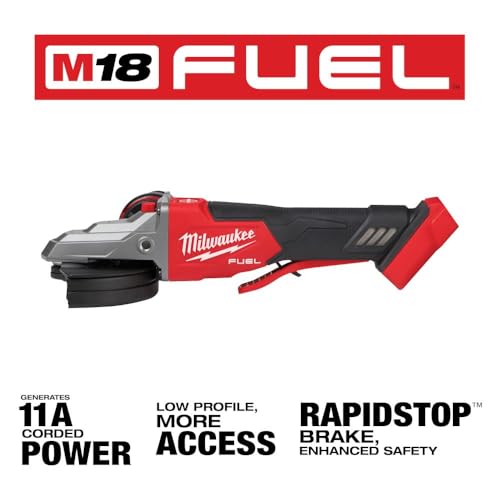 Milwaukee M18 FUEL 18-Volt Lithium-Ion Brushless Cordless 5 in. Flathead Braking Grinder with Paddle Switch No-Lock (Tool-Only)