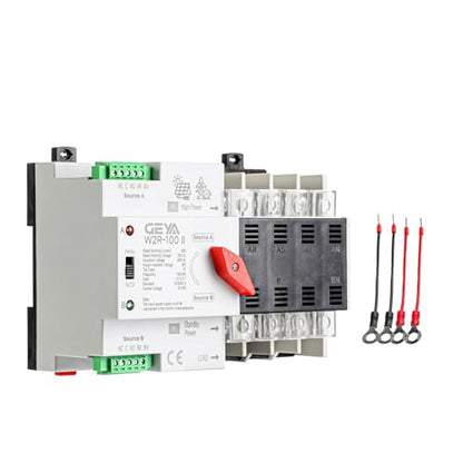 GEYA 4P 100A AC110V Automatic/Manual Transfer Switch,ATS Dual Power Auto Transfer Switch,Uninterruptible Millisecond-Level ATS,DIN Rail Mounting（W2R 4P 100A AC110V） - size: 4P-100A-AC110V