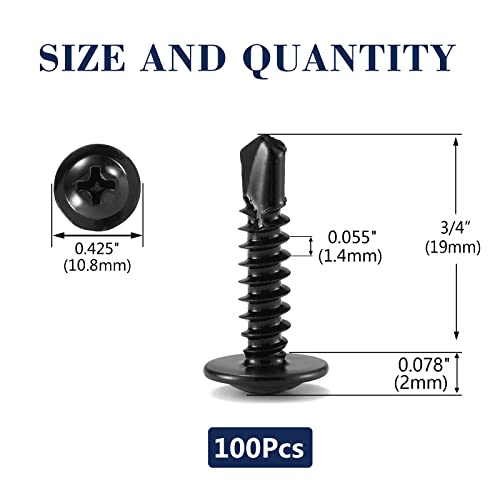 #8 x 3/4" Sheet Metal Screws 100Pcs 410 Stainless Steel Truss Head Fast Self Tapping Screws Black Oxide by SG TZH - color: Black, size: #8 x 3/4"