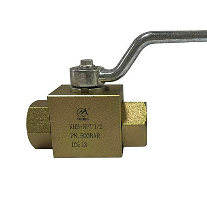Taixin 1/2'' NPT 5800PSI Hydraulic Ball Valve - Yellow Zinc Chromate Plating - Suitable for Hydraulic & Water Applications - size: 1/2 NPT YE, style: KHB
