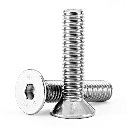 M10-1.5 x 50mm Flat Head Hex Socket Cap Screws Countersunk Bolts, 304 Stainless Steel, Machine Fully Threaded, Metric Allen Socket Drive, Bright Finish, 10PCS - size: M10-1.5 x 50mm(10PCS)