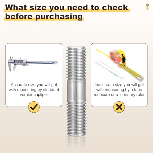 METALLIXITY Double End Threaded Stud Screw(M8x30) SS304 Silver - size: M8 x 30mm