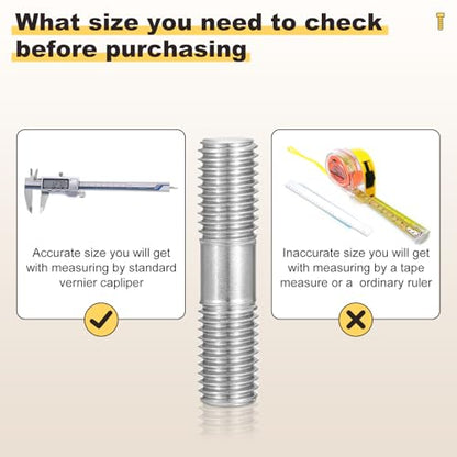 METALLIXITY Double End Threaded Stud Screw(M10x130) SS304 Silver - size: M10 x 130mm