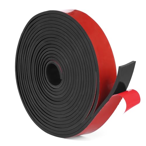 WochiTV Adhesive Solid Rubber Strips, 1.5" Wide x 1/16" Thick x 180" Long Self Stick Black Neoprene Rubber Rolls Perfect for DIY Insulation Cushion Gasket, Sealing, Liner, Weather Striping - size: 1.5" W X 180" L, style: 1/16" Thick Adhesive