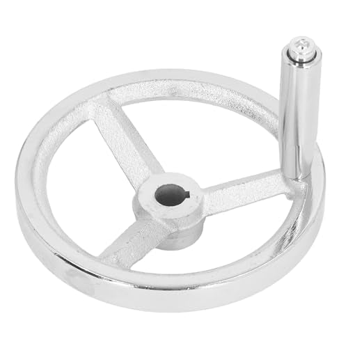 Walfront Lathe Handwheel 16x160MM Rotary Handwheel Chrome Plated Cast Iron Round Hand Wheel with Removable Handle Easy to Install