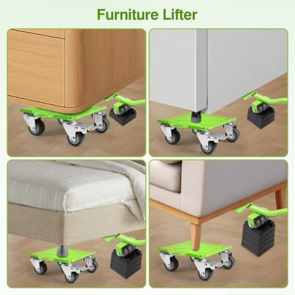 Heavy Duty Furniture Dolly Set with Silent TPR Wheels,Load 1500 LBS