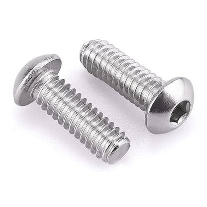1/4-20 x 3/4" Button Head Socket Cap Bolts Screws, 304 Stainless Steel 18-8, Allen Hex Drive, Bright Finish, Fully Machine Thread, Pack of 25 - size: 1/4-20 x 3/4