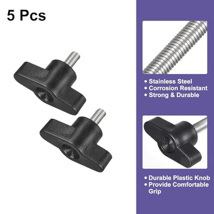 uxcell 5Pcs Clamping Screw Knob, M5 x 10mm Metric 304 Stainless Steel T Shaped Thumb Screws Handle for Quick Remove Hand Tightening Knob Replacement - size: M5 x 10mm