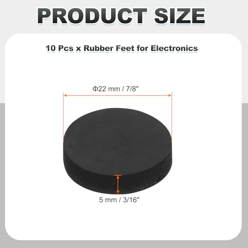 PATIKIL Non Slip Furniture Pads 7/8" (22mm x 5mm), 10 Pcs Adhesive Backed Round Rubber Feet Anti-Scratch Rubber Furniture Grippers for Hardwood Floor Electronics Bed Drawers DIY - size: 22mm x 5mm