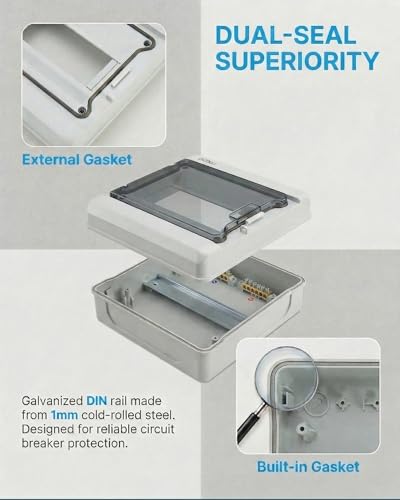 Circuit Breaker Box, IP66 Distribution Protection Box (AT-9 Way-H) - size: 9 - 8.6x7.8x3.9 INCH