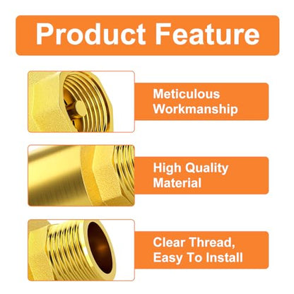GASHER 2PCS Brass Check Valve DN25 1" Female and Male Thread, Backflow Prevention, One Way Check Valves
