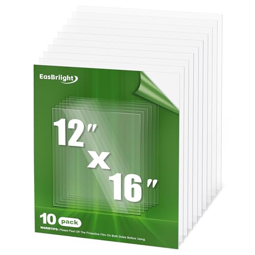 10-Pack of 12×16"×0.02" PET/Plexiglass Sheets, Transparent Flexible Plastic Sheet Panels, for Painting, Crafts, Signs, Picture Frames, Arts, DIY Display Project - size: 12" x 16" x 0.02"