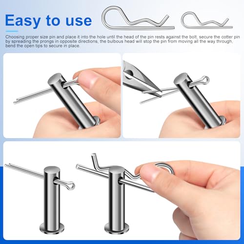 Cotter Pin Assortment Kit, 220PCS Cotter Pins 13 Sizes Premium 304 Stainless Steel Heavy Duty R Clips & Hairpin Split Pin Set, Hardware Pins for Automotive, Trailer, Pin Lock System - size: 220Pcs - 13 Sizes