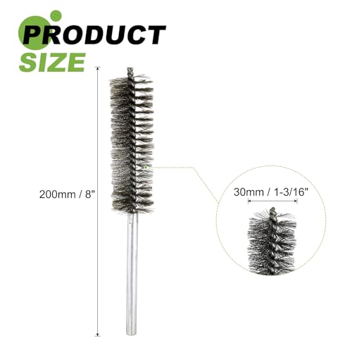 HARFINGTON 4pcs Wire Bore Brush Set 8 Inch Length 1.2 Inch Shank Stainless Steel Bristles Cleaning Brush for Clean Car Part Tube Kitchen Garage - size: 8 x 1.2 Inch