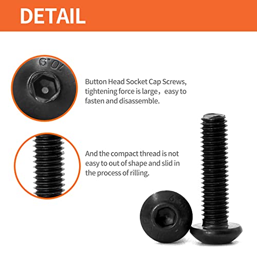 M5 x 20mm 25mm 30mm 35mm 40mm Button Head Socket Cap Screws Bolts, 10.9 Grade Alloy Steel, Black Oxide Finish, Allen Socket Drive, Metric Machine Fully Threaded, Assortment Kit 50PCS - size: M5 x 20/25/30/35/40mm (50PCS)