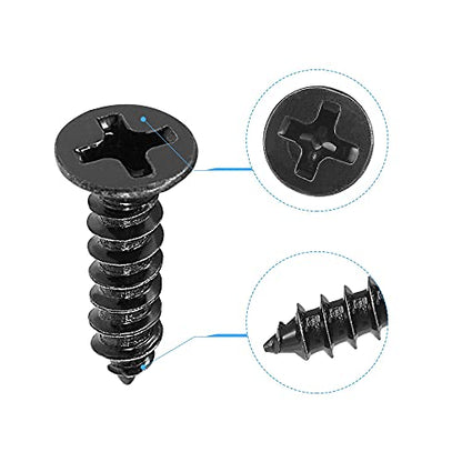 uxcell M3.5 x 12mm Wood Screws Phillips Flat Head Carbon Steel Self Tapping Screws Black 200pcs - size: M3.5 x 12mm