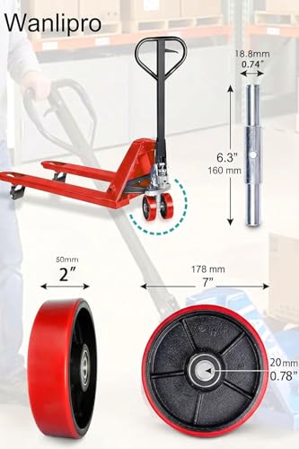 Pallet Jack Wheels Replacement Kit, Complete Set for Most Hand Pallet Jacks, 2 Steering Wheels 7" x 2" & 2 Load Rollers 3.14" x 3.54", 20mm ID Bearings, Axles & Installation Tools, 6,600 lbs Capacity - size: 7"x 2" & 3.14" x 3.54"